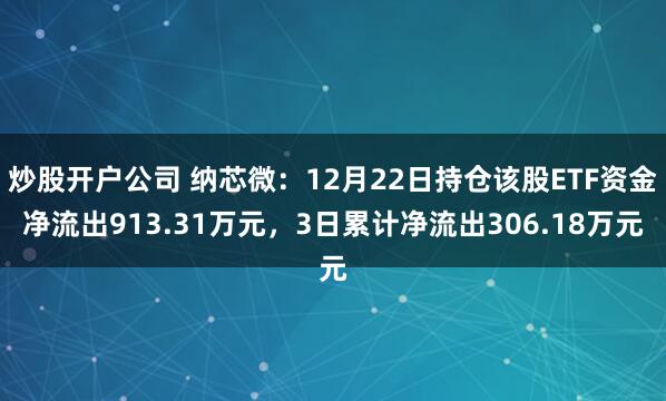 炒股开户公司 纳芯微：12月22日持仓该股ETF资金净流出913.31万元，3日累计净流出306.18万元